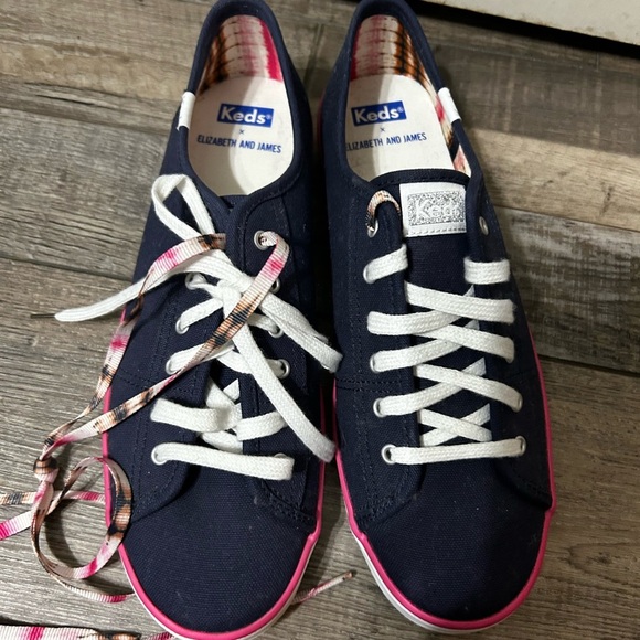 Keds x Elizabeth and James collab Navy Sneakers with Pink Accents - Picture 5 of 10